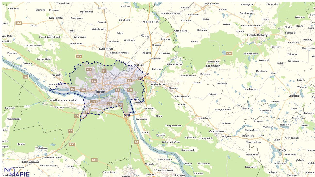 Mapa obszarów ochrony przyrody Torunia