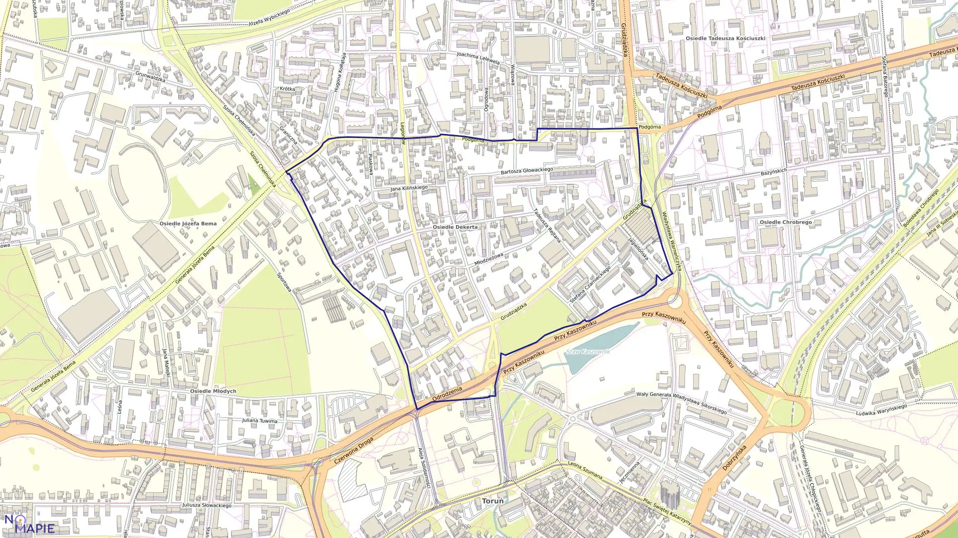 Mapa obrębu Obręb 10 w mieście Toruń