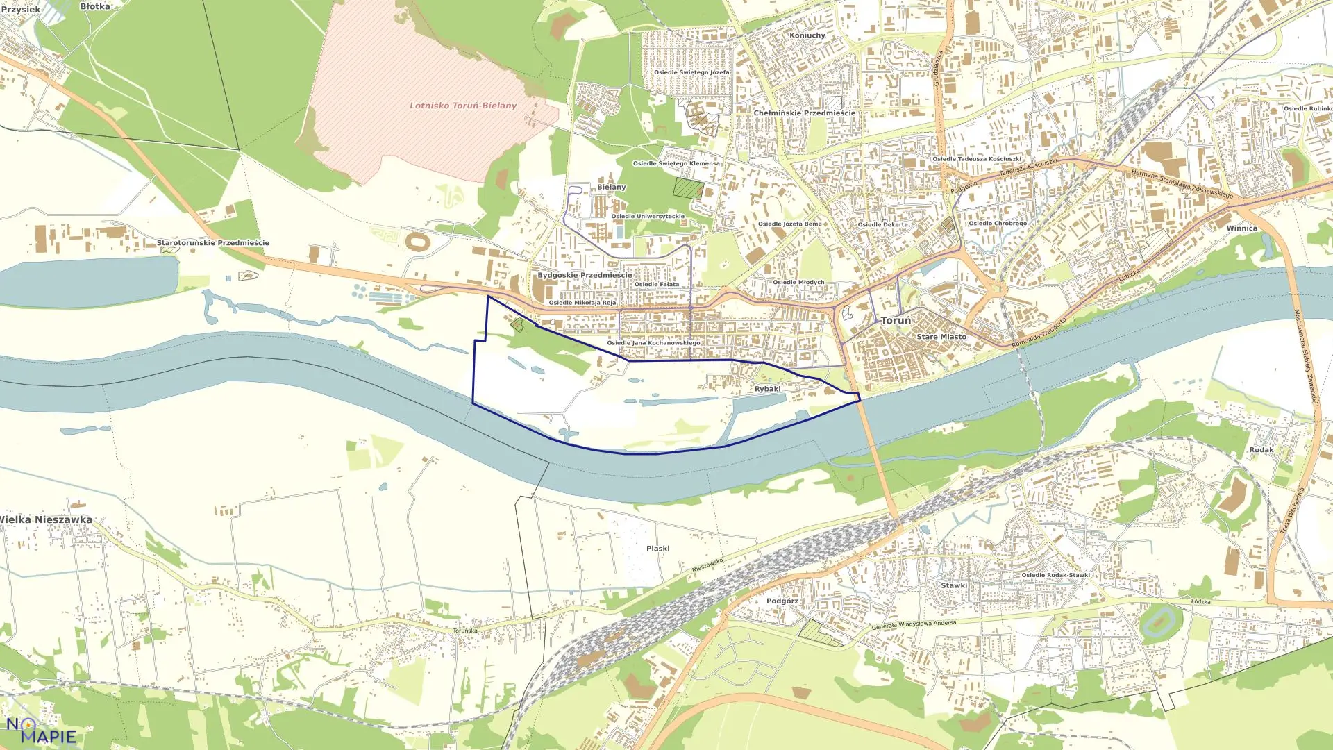 Mapa obrębu Obręb 12 w mieście Toruń