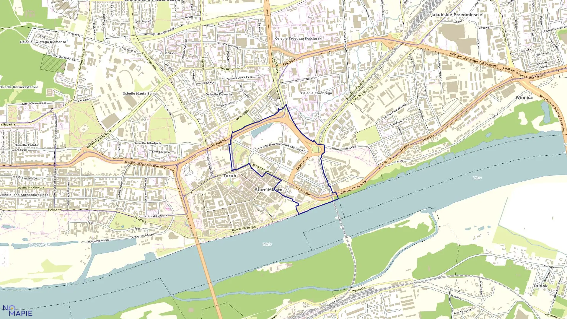 Mapa obrębu Obręb 18 w mieście Toruń