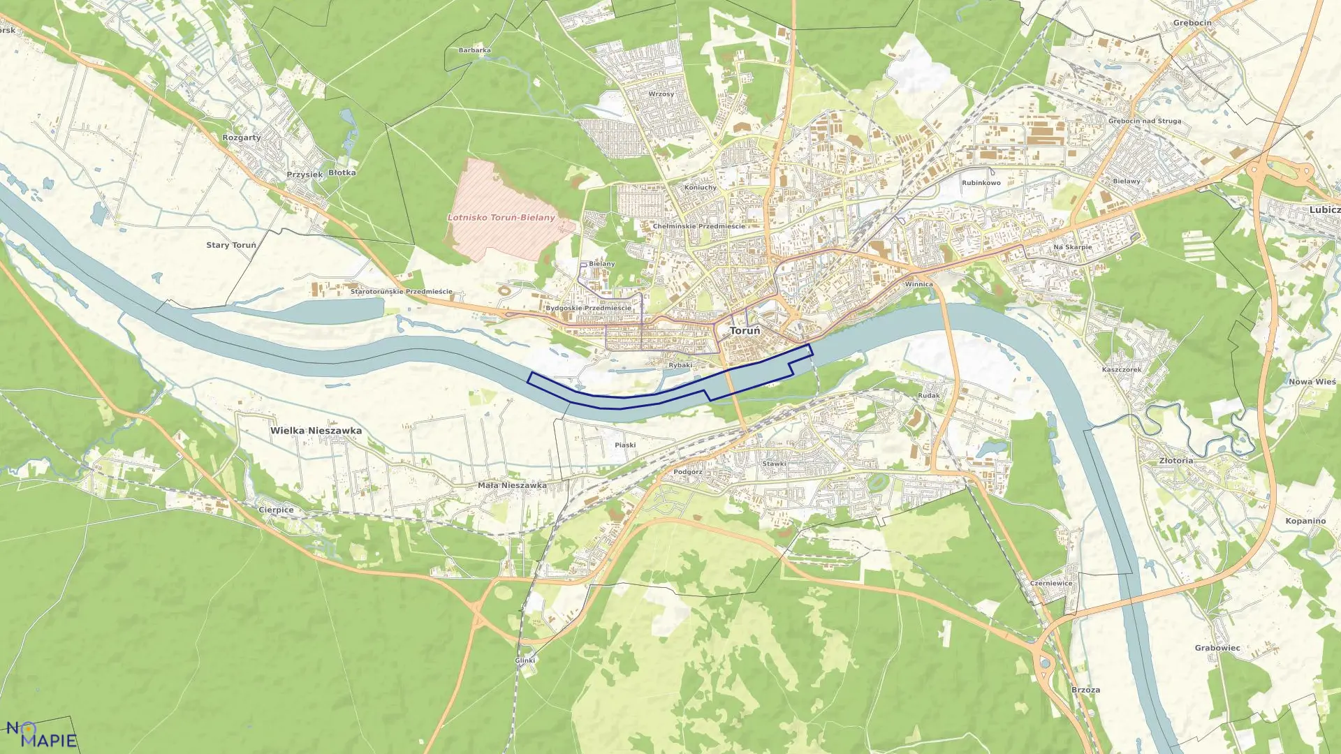 Mapa obrębu Obręb 20 w mieście Toruń