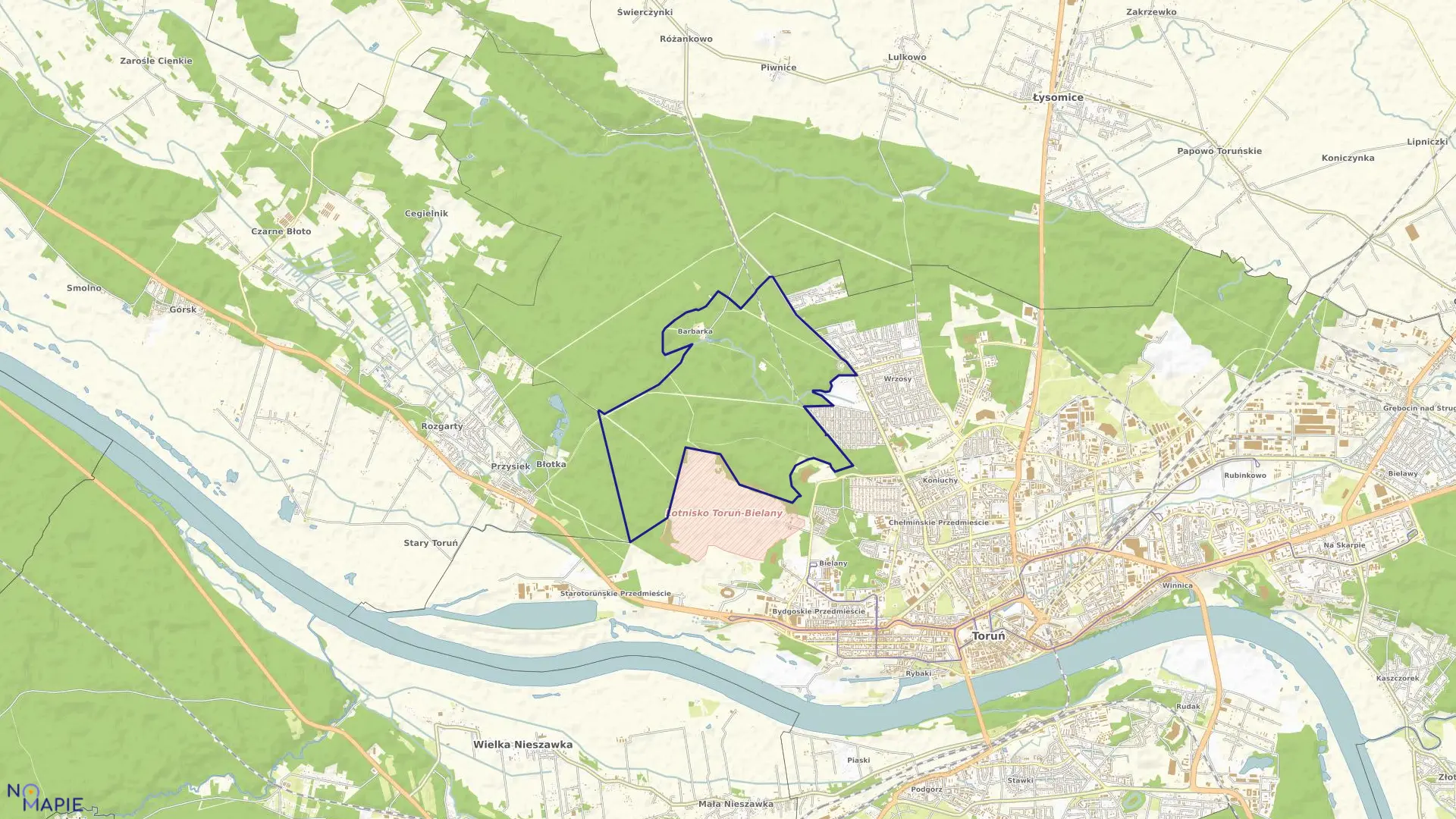 Mapa obrębu Obręb 25 w mieście Toruń