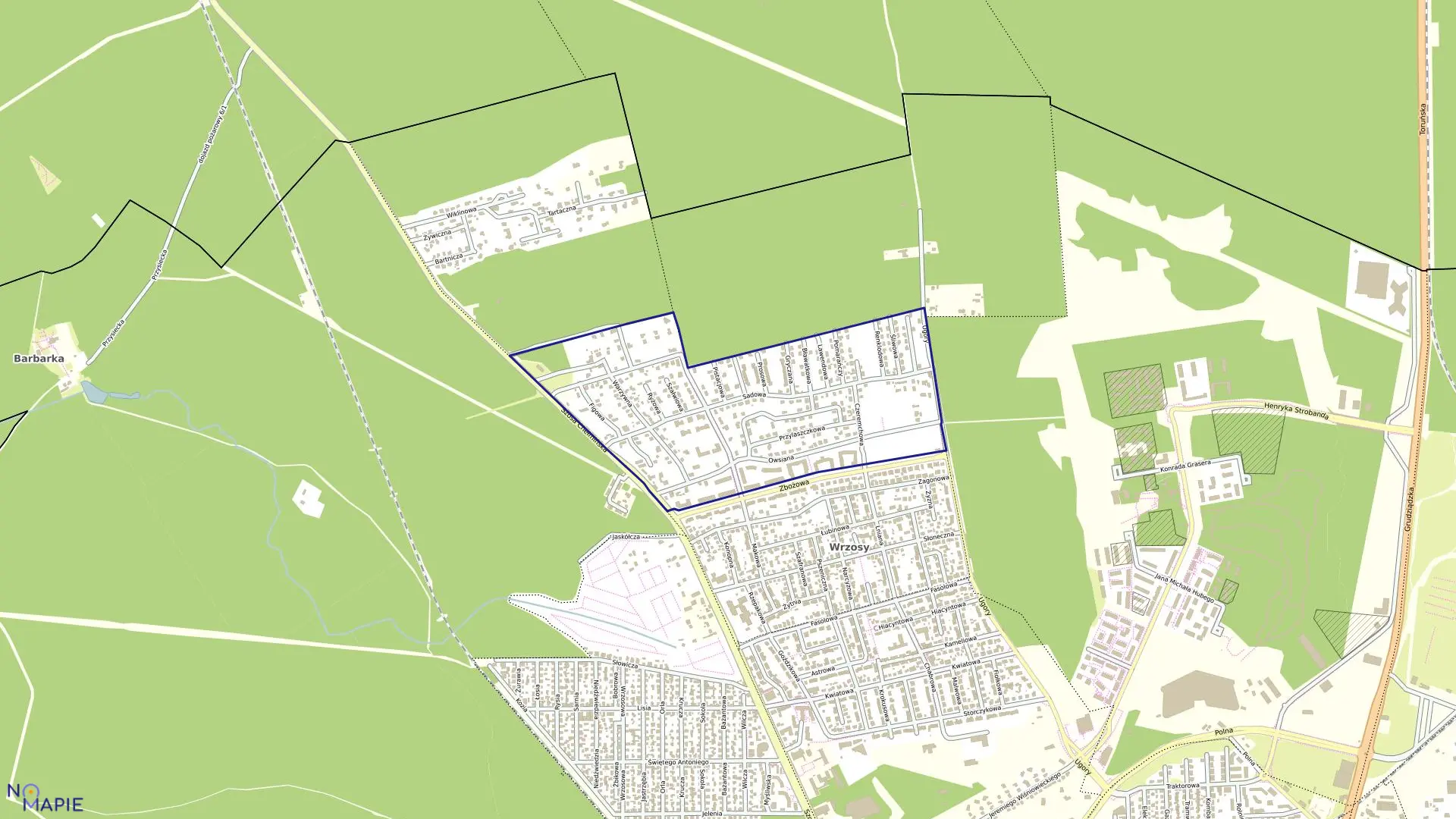 Mapa obrębu Obręb 28 w mieście Toruń