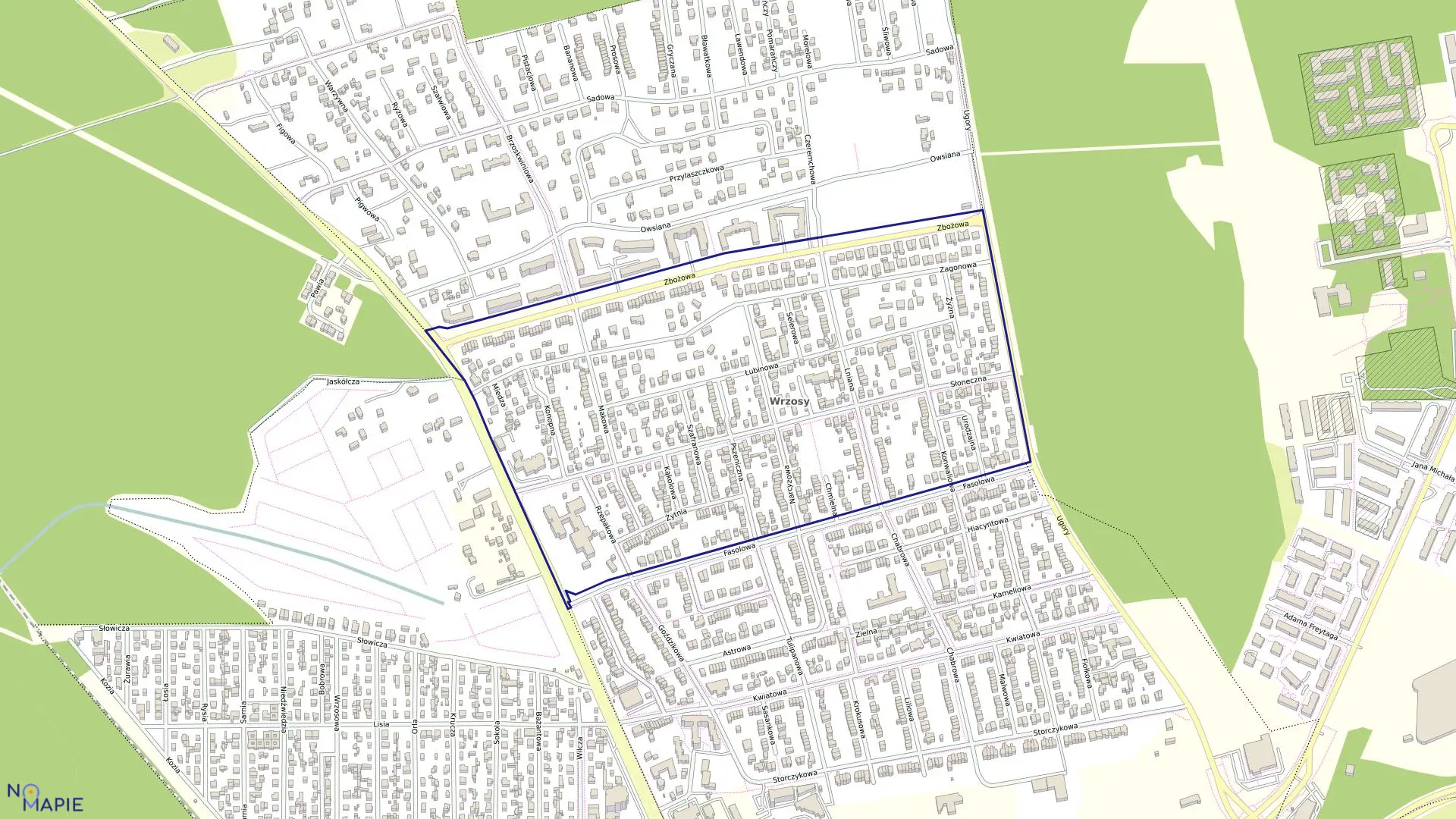 Mapa obrębu Obręb 29 w mieście Toruń