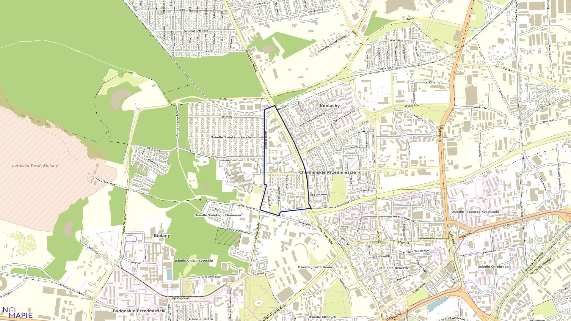 Mapa obrębu Obręb 36 w mieście Toruń