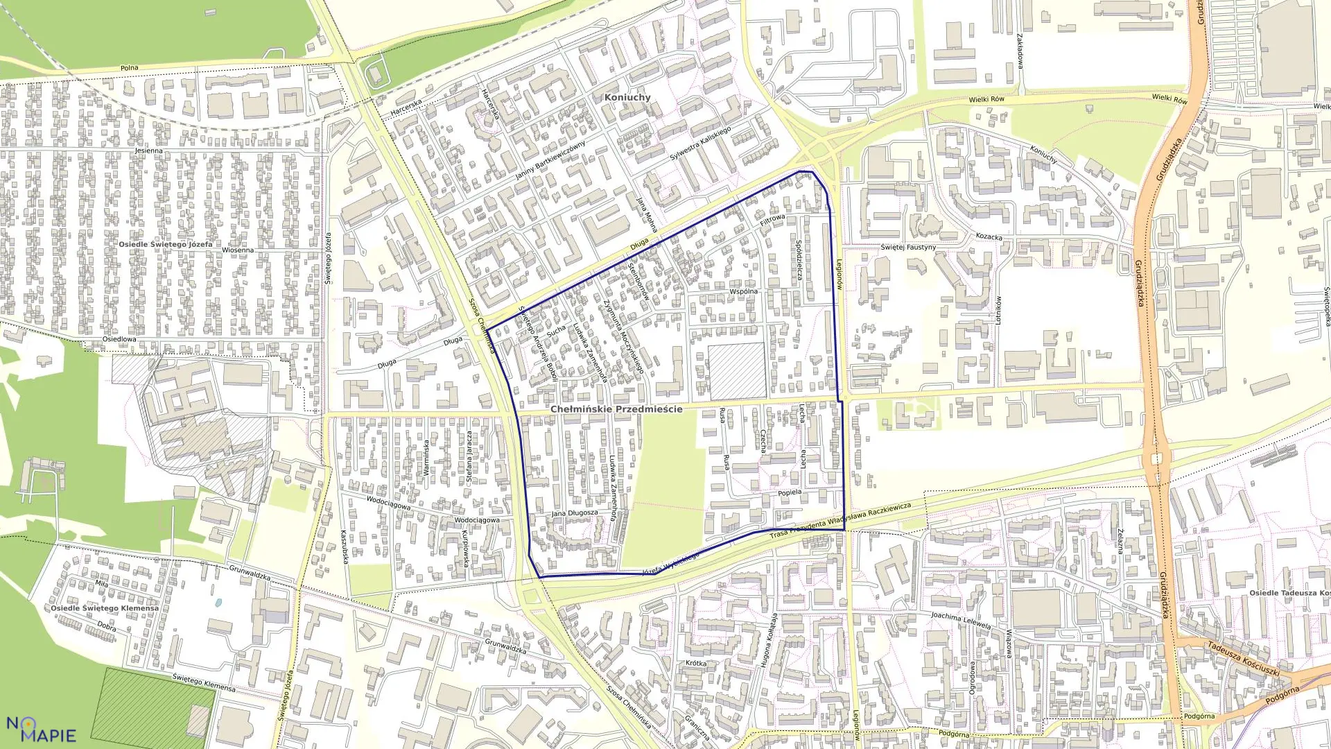 Mapa obrębu Obręb 37 w mieście Toruń