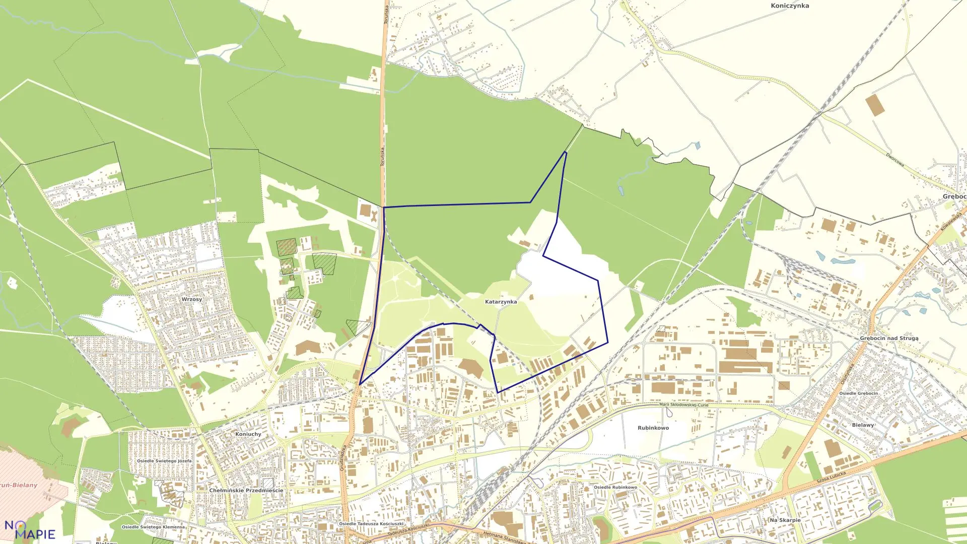 Mapa obrębu Obręb 40 w mieście Toruń