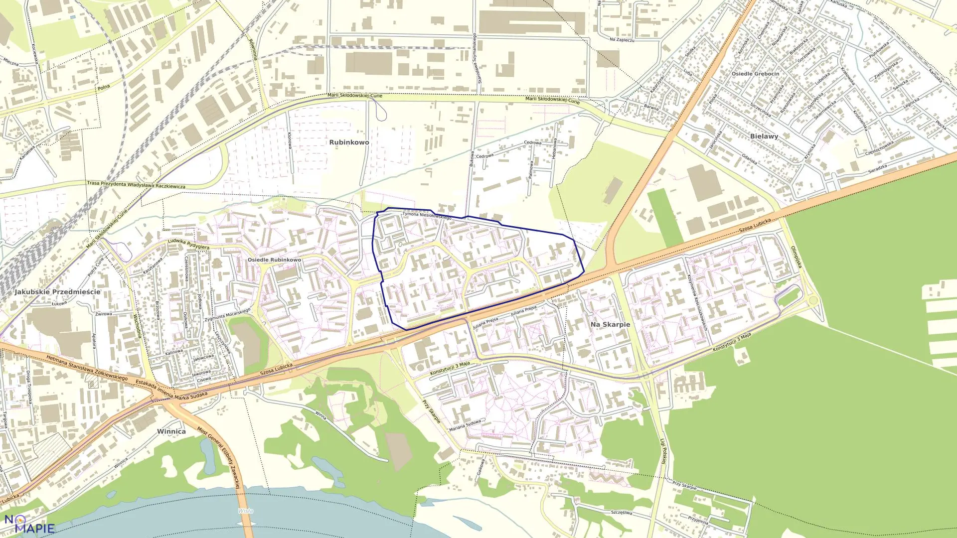 Mapa obrębu Obręb 52 w mieście Toruń