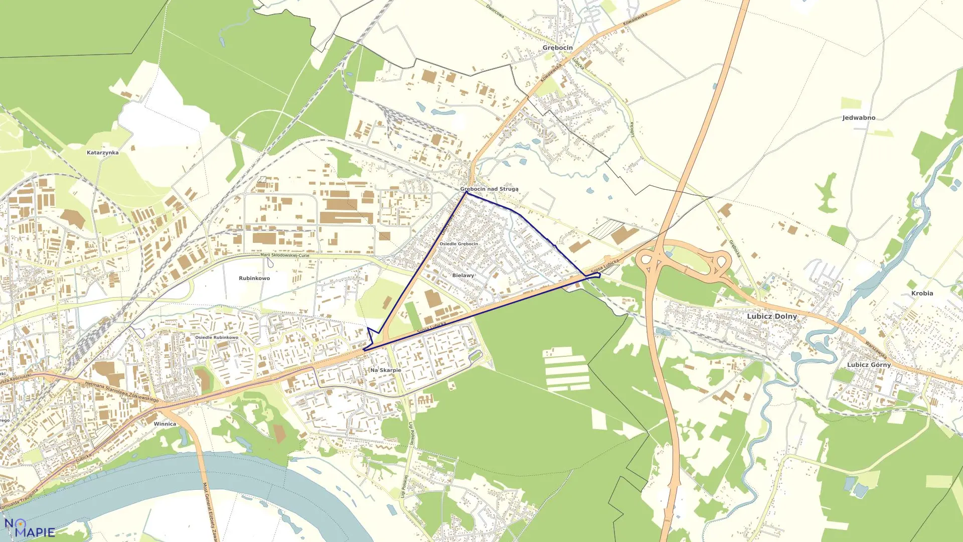 Mapa obrębu Obręb 53 w mieście Toruń