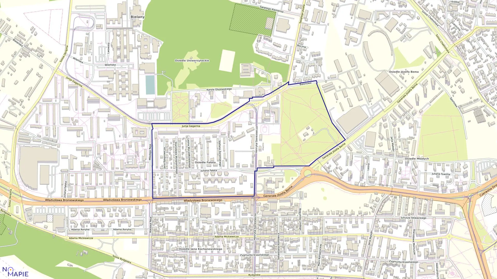 Mapa obrębu Obręb 6 w mieście Toruń