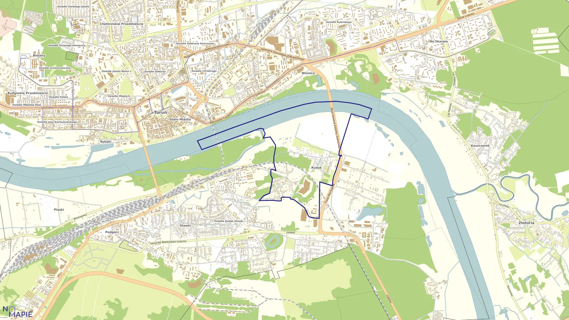 Mapa obrębu Obręb 67 w mieście Toruń