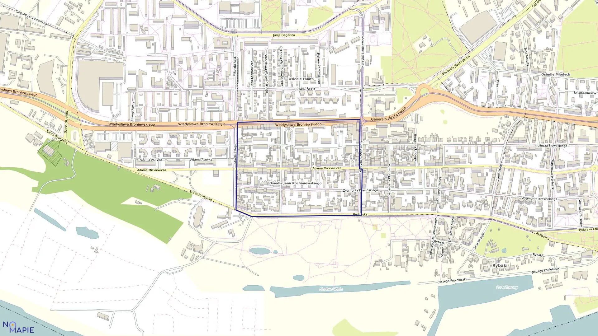 Mapa obrębu Obręb 7 w mieście Toruń