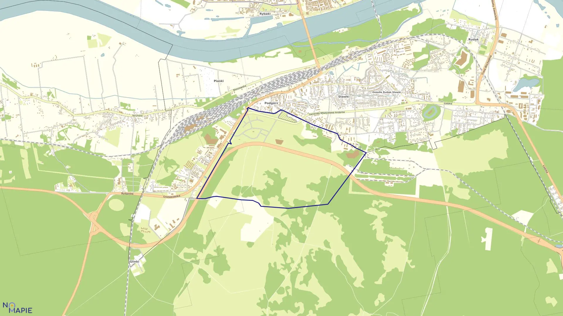 Mapa obrębu Obręb 75 w mieście Toruń