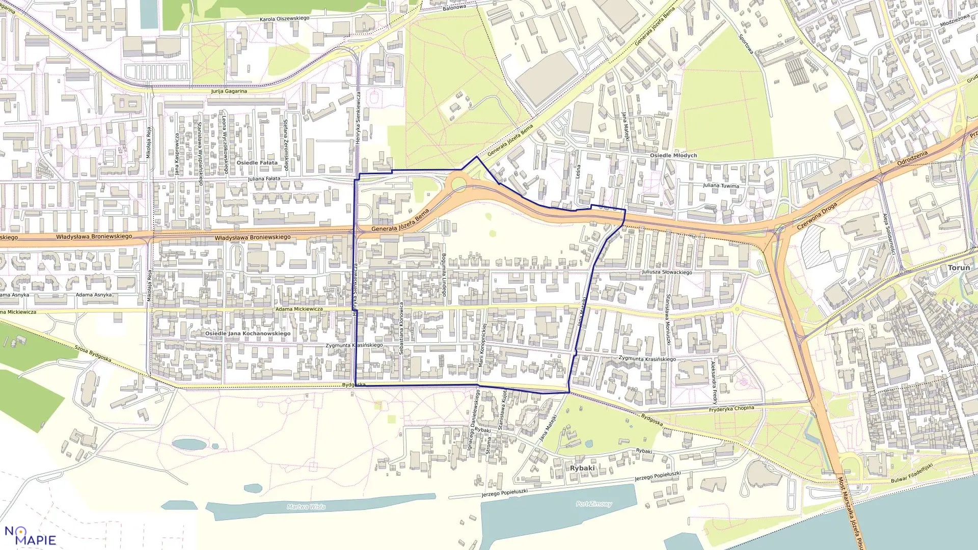 Mapa obrębu Obręb 8 w mieście Toruń